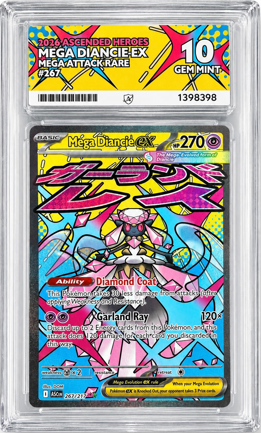 Mega Diancie ex 267/217 – Ascended Heroes – ACE 10 Gem Mint – Perfect Subgrades