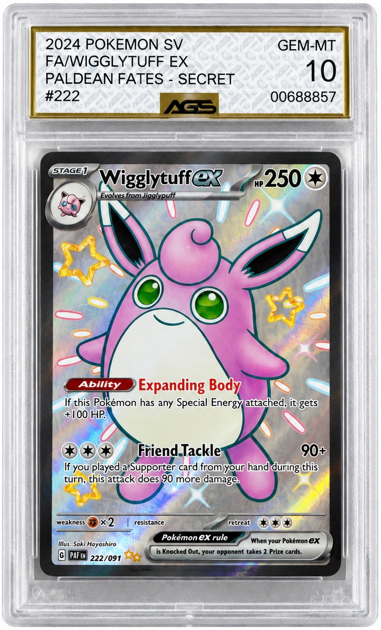 Wigglytuff ex 222/091 Paldean Fates – AGS 10 GEM MINT